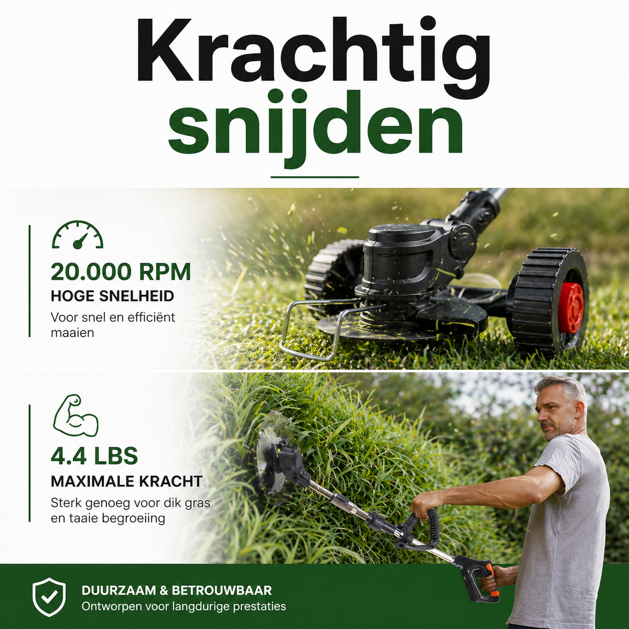 Grastrimmer voor onkruid en borders