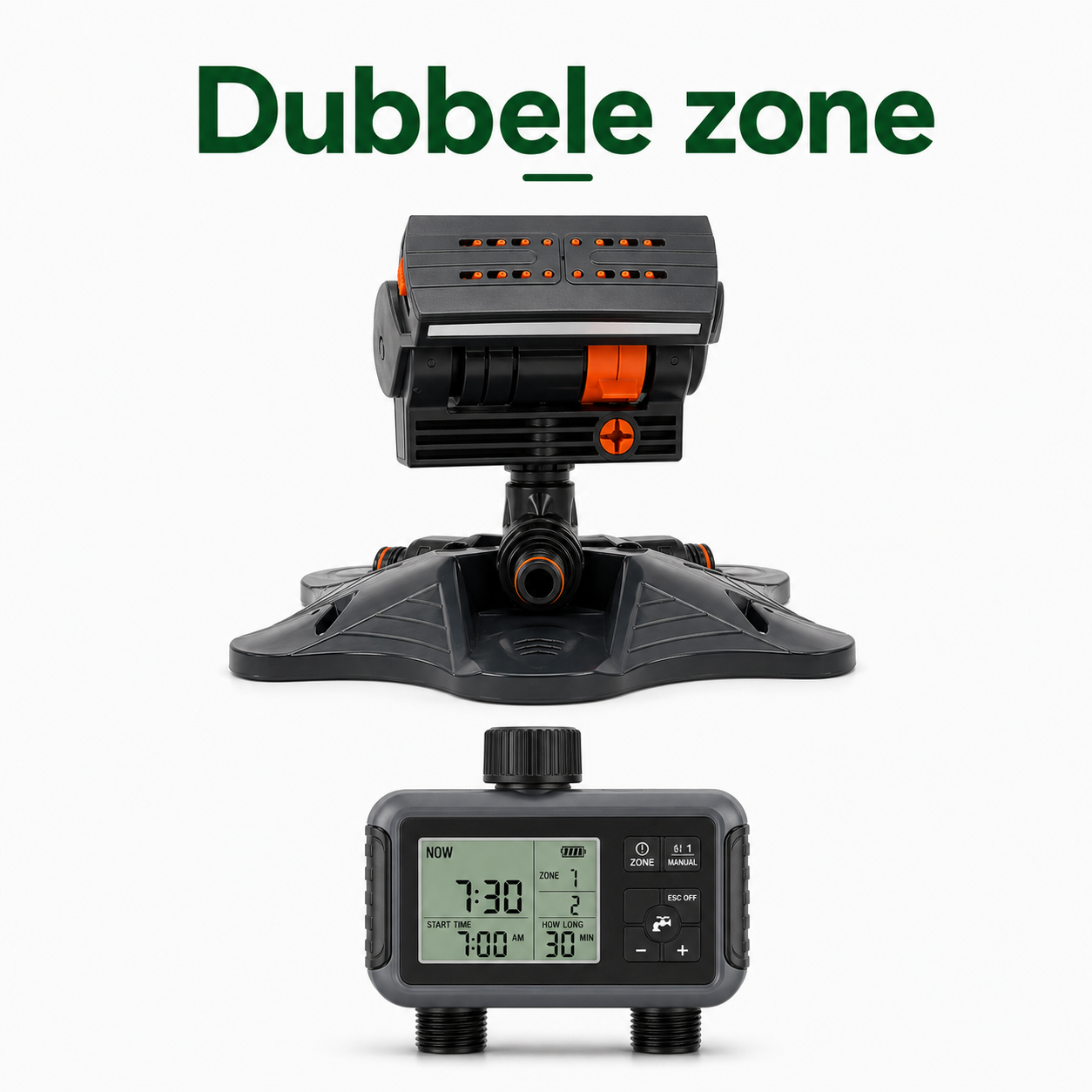 Oscillerende Sproeier met Timer | 16 Sproeikoppen &amp; Dual-Zone Bewatering
