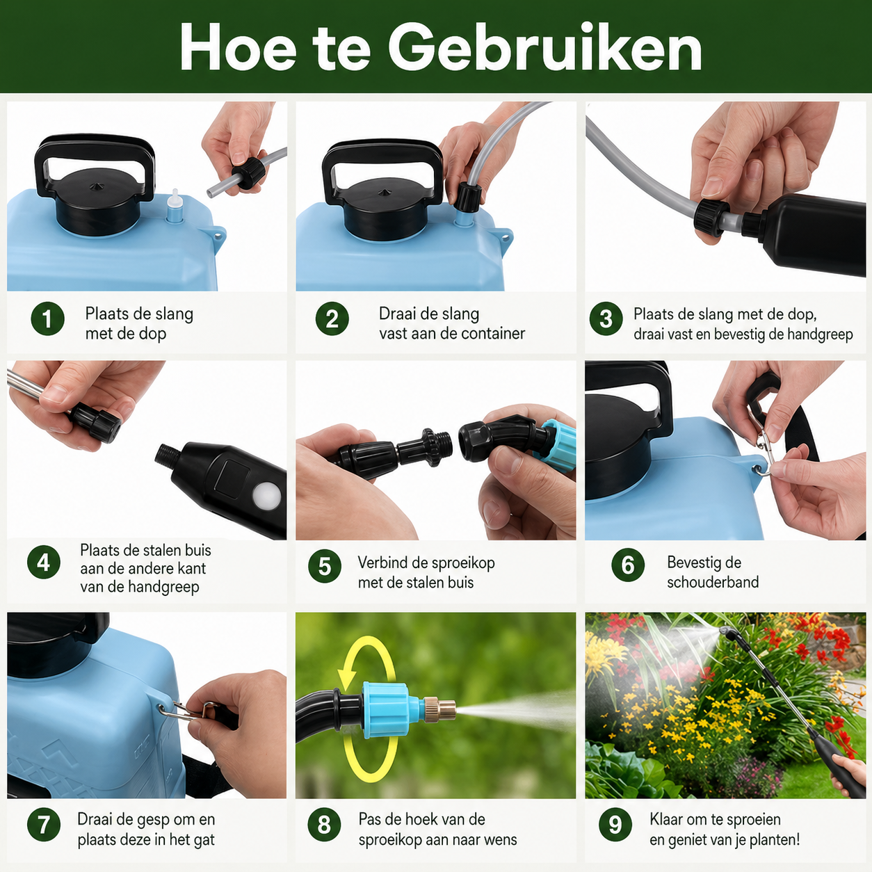 Draadloze Druksproeier 8L | Oplaadbaar met Krachtige en Constante Verneveling