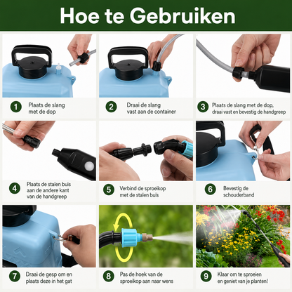 Draadloze Druksproeier 8L | Oplaadbaar met Krachtige en Constante Verneveling