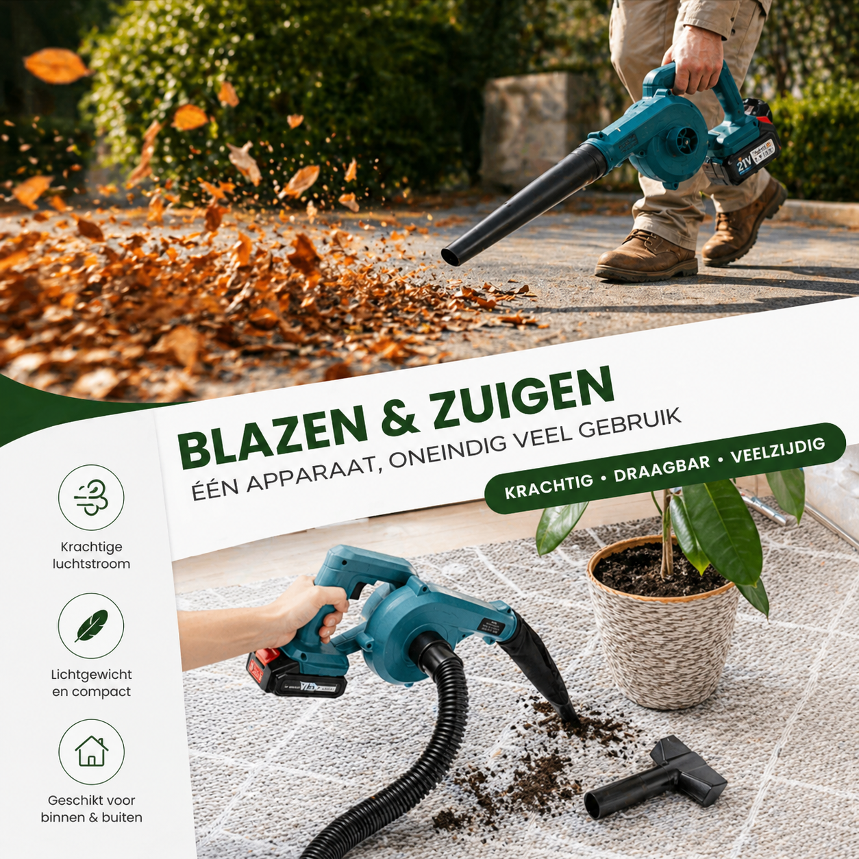 Oplaadbare bladzuiger voor buitenreiniging