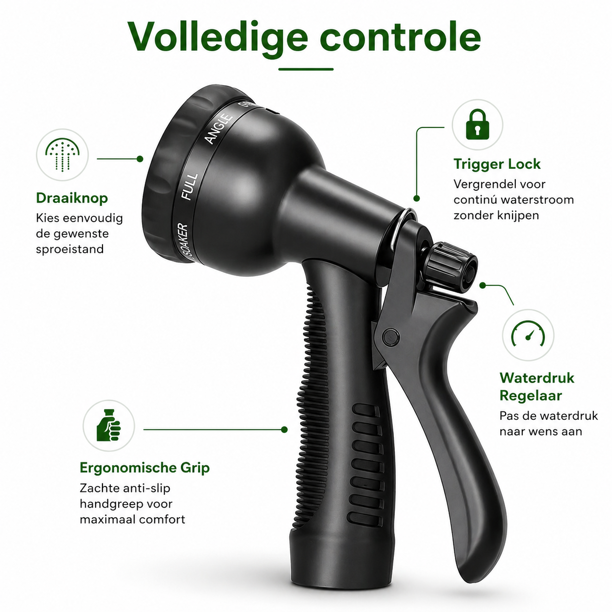 Flexibele Tuinslang 30m met 8 Spray Standen & Messing Koppelingen