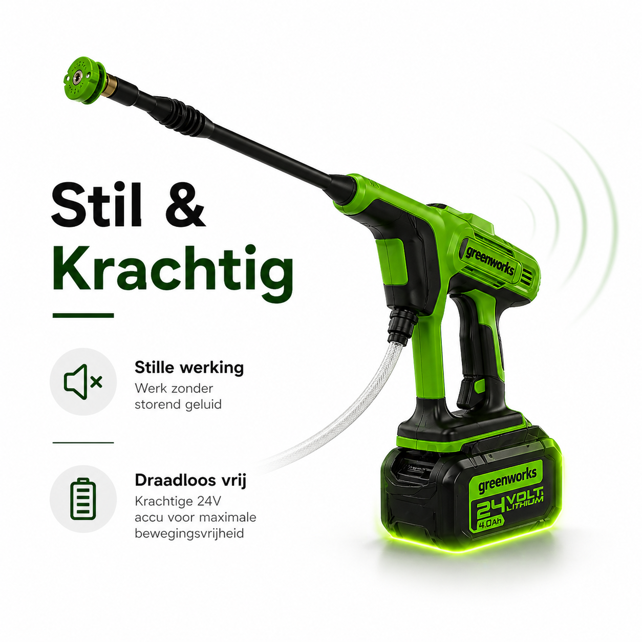 POWERALL™ 24V Draadloze Hogedrukreiniger | Krachtig, Draagbaar & Waterbesparend