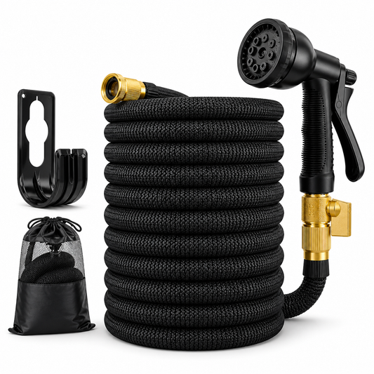 Flexibele Tuinslang 30m met 8 Spray Standen & Messing Koppelingen